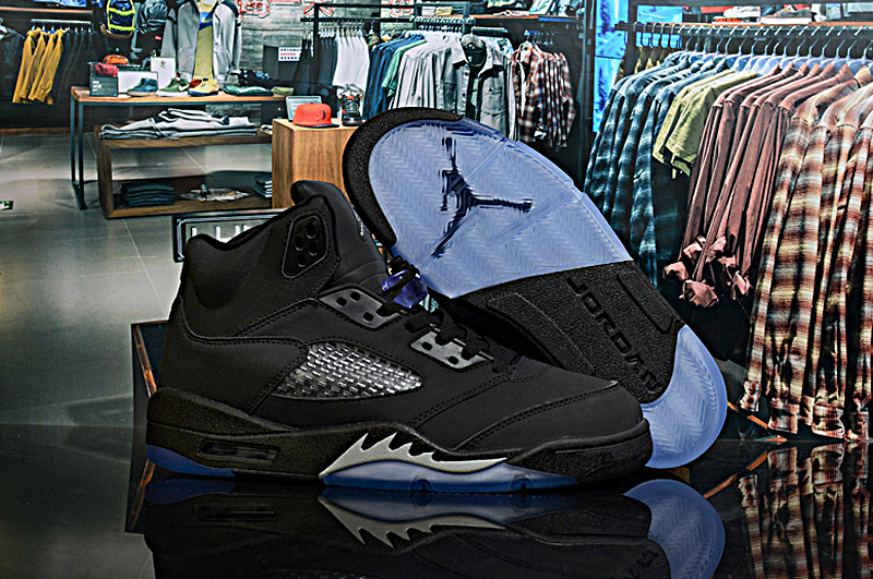 2020 Men Air Jordan V Black Blue Shoes